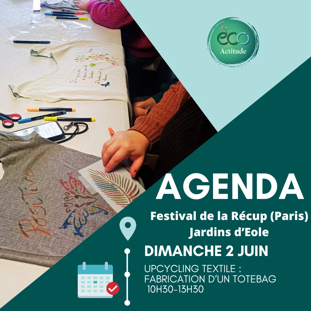 Affiche Festival Recup REFER -atelier upcycling textile - fabrication d'un totebag