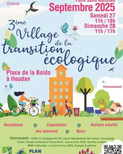 Affiche Village transition écologique - Foire St Mathieu - Houdan - 78
