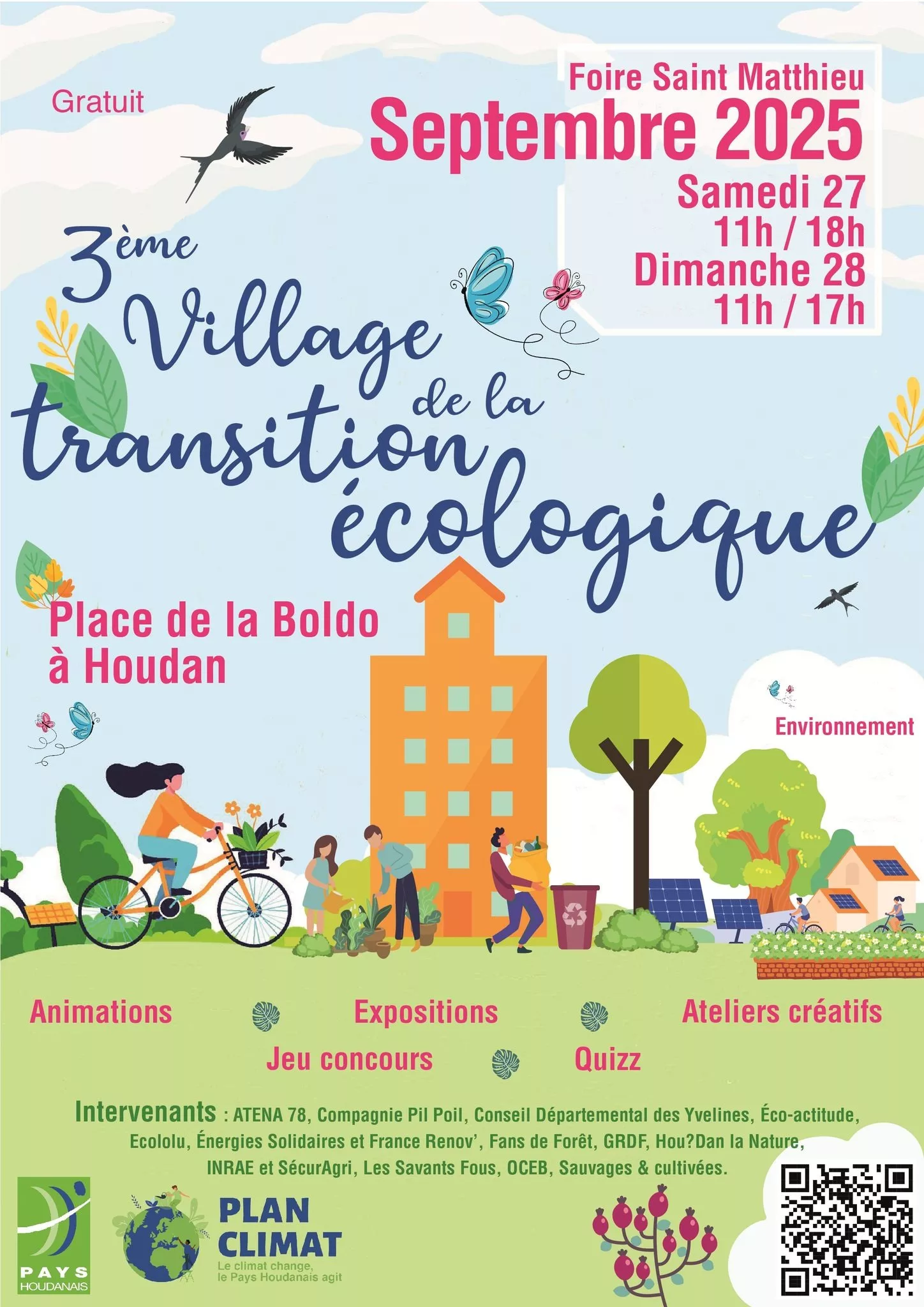 Affiche Village transition écologique - Foire St Mathieu - Houdan - 78