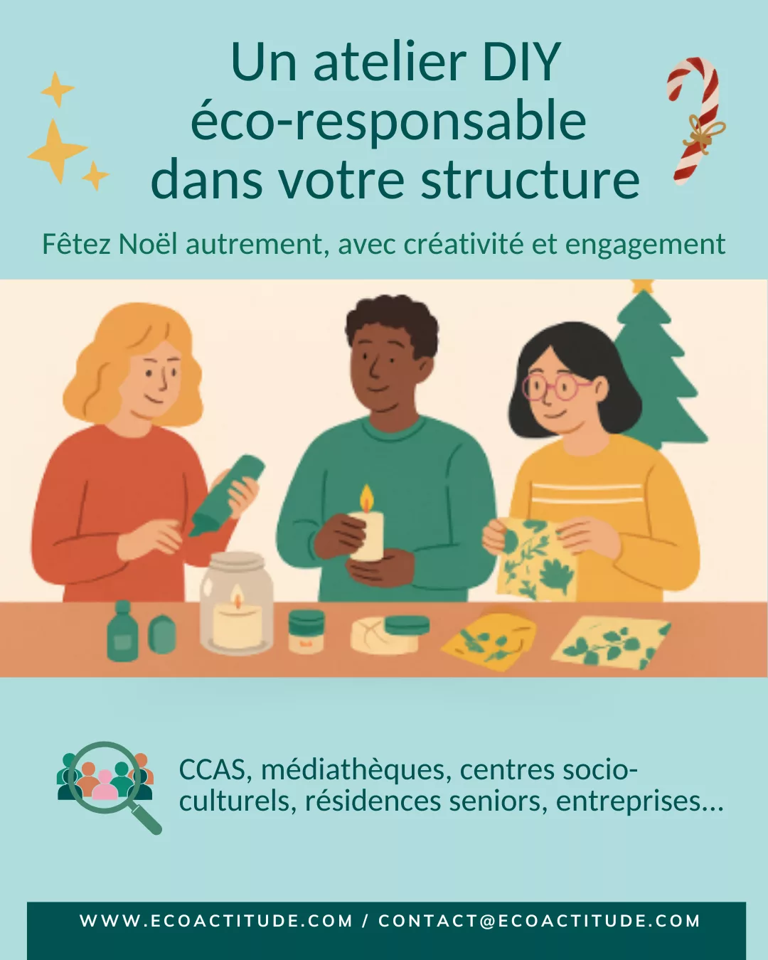 Affiche atelier de Noël avec Eco-Actitude